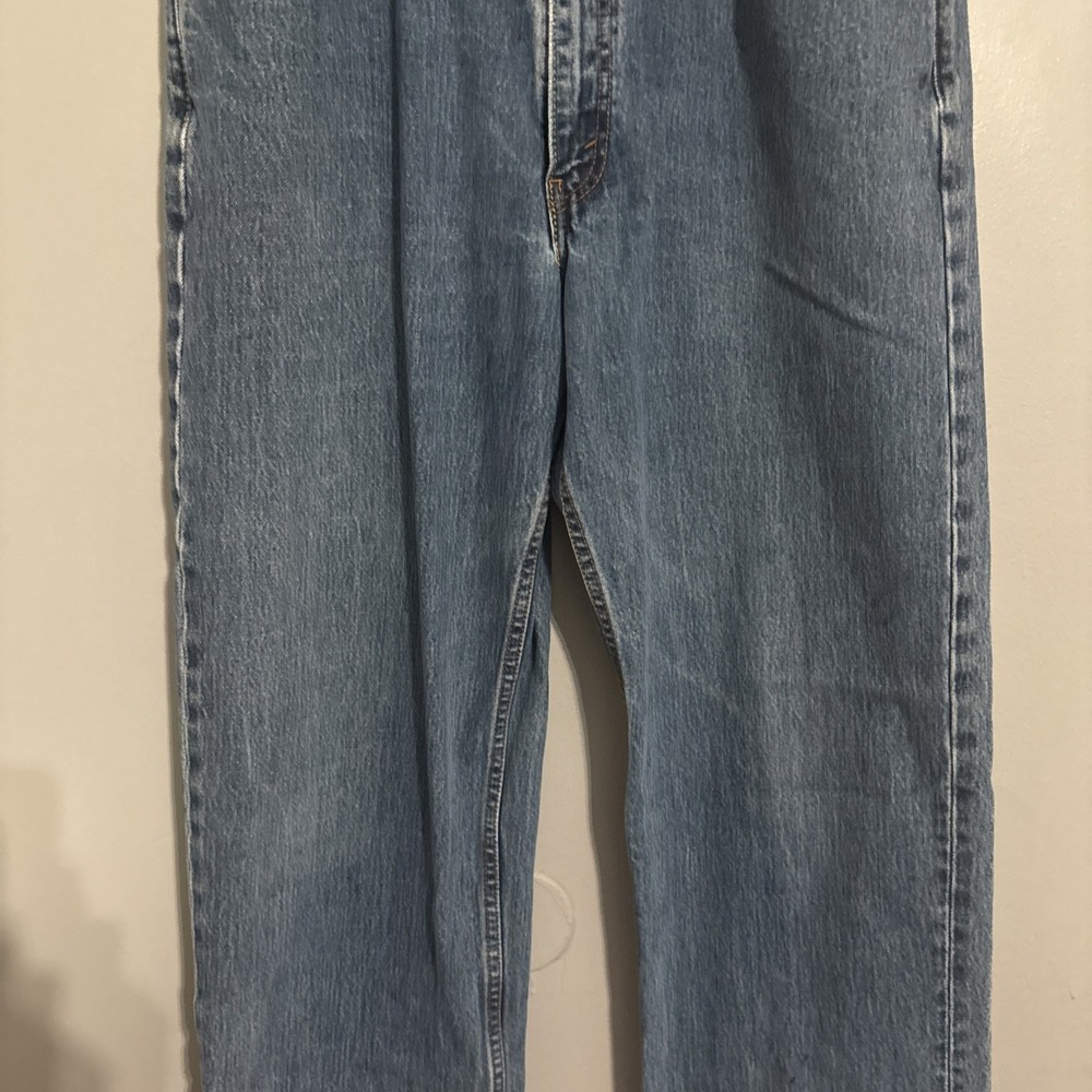 Levis 505 Blue Jeans Mens 36x34 Faded Light Wash Straight Work Pants - Picture 11 of 16